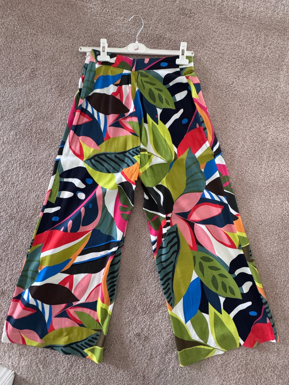 Trina Turk "Long Weekend" botanical-print pants in a wide-leg style